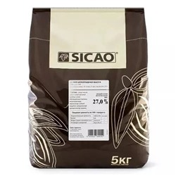 Белый шоколад в галетах / каллетах / дропсах (27% какао),  5 кг (Sicao)