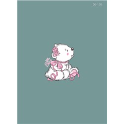 06-150 Термонаклейка Белый медвежонок в бантике с серебром 11х10см