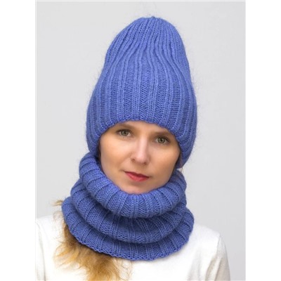 Комплект зимний женский шапка+снуд Жасмин (Цвет фиолетовый), размер 56-58, шерсть 50%, мохер 30%