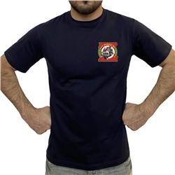 Тёмно-синяя футболка с термотрансфером "Отважные Zадачу Vыполнят", (тр. №81)