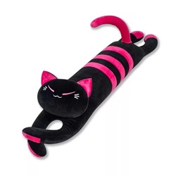 Мягкая игрушка Кошка лежачая черная с полосками 100 см