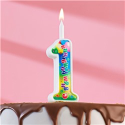 Свеча для торта цифра "День рождения", 10,2 см, цифра 1"