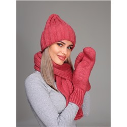 Комплект "ВЕСТА new" (шапка + шарф + варежки) Брусника