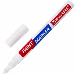 Маркер-краска лаковый Brauberg (Брауберг) EXTRA (paint marker) 2 мм, белый, усиленная нитро-основа