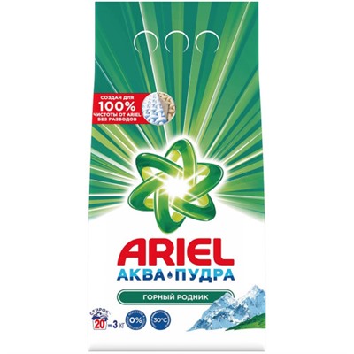 Стиральный порошок автомат Ariel (Ариэль) Аквапудра «Горный родник», 3 кг