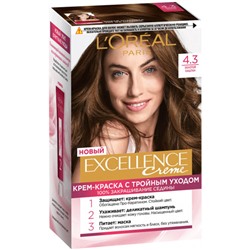 Краска для волос L'Oreal (Лореаль) Excellence Creme, тон 4.32 - Золотистый каштан