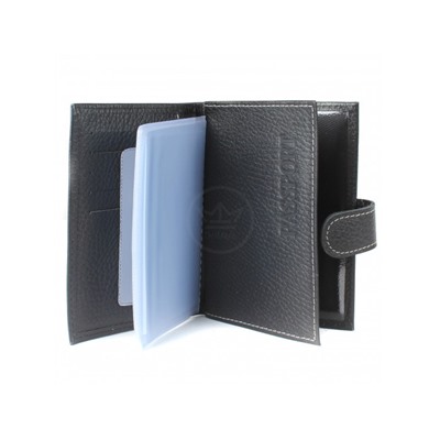 Обложка для авто+паспорт-Croco-ВП-1031  (с хляст, 5 внут карм)  натуральная кожа черный флотер (40)  211533