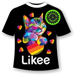 Детская футболка Лайки котенок неон