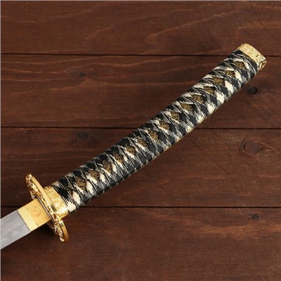 Сувенирное оружие «Катана», чёрные ножны, золотистая обмотка, 102 см