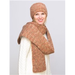 Комплект зимний женский повязка+шарф Узоры (Цвет оранжевый), размер 56-58, шерсть 70%