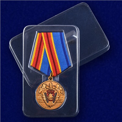 Медаль "100 лет Московскому уголовному розыску" на подставке, – к юбилею МУРа №1814