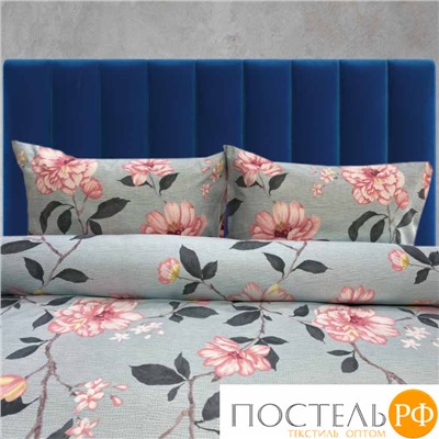 КПБ Dome Pink flowers (2 сп. евро) пододеяльник - 200х220 см, простыня - 220х240 см, 50х70 см - 2 шт, сатин