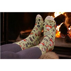 Slim Тонкие шерстяные носки Дед мороз с санками арт.077