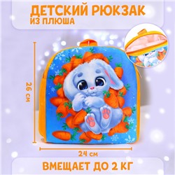 Рюкзак детский плюшевый «Зайка в морковке», 26×24 см