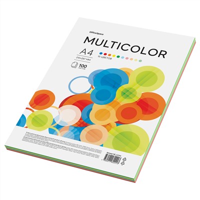 Бумага цветная OfficeSpace "Multicolor", А4, 80г/м