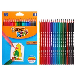 Карандаши пластиковые 18 цветов, BIC Kids Tropicolors, микс