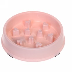 Миска пластиковая для медленного кормления "Колор-Сердечки" 19,5*18*4,3см цвет нежно-розовый