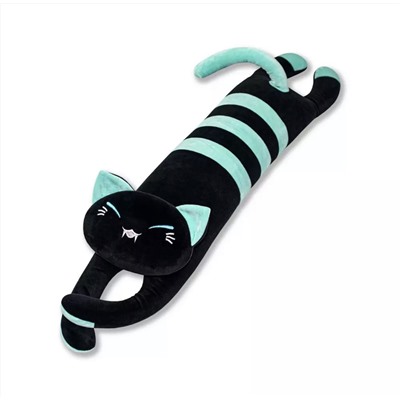Мягкая игрушка Кошка лежачая черная с полосками 50 см (арт. 418/50)