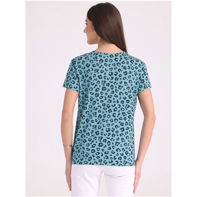 футболка 1ЖДФК3173001н; темно-бирюзовый леопард на бирюзовом