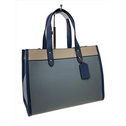 Женская сумка из натуральной кожи, цвет голубой с молочным и синим