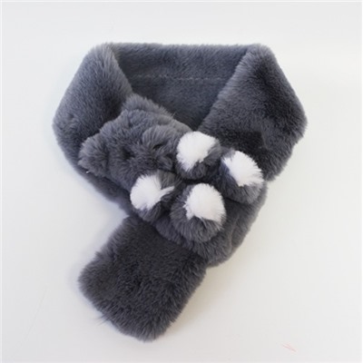 Меховой шарф Мишка для взрослых и детей Светло-серый
