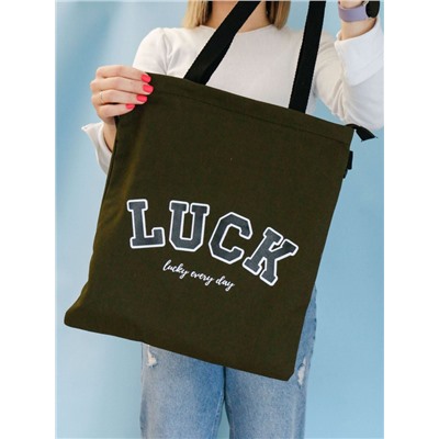 Сумка шоппер "Luck every day", green