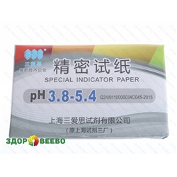 Лакмусовая бумага (pH тест) 80 полосок от 3.8 до 5.4 pH