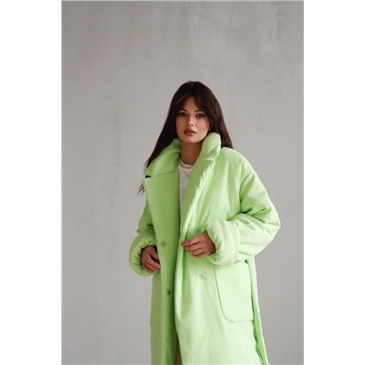 8082 Пальто-одеяло Premium Аlpolux салатовое (остаток: 42-44)