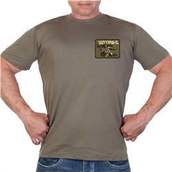 Оливковая мужская футболка с термотрансфером "Штурм-Z"