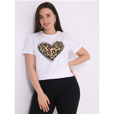 футболка 1ЖДФК3298001; белый / Леопардовое сердце