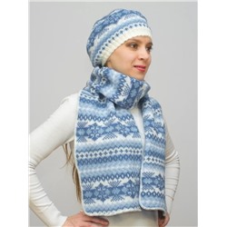 Комплект зимний женский берет+шарф Мариз (Цвет серо-голубой), размер 52-54, шерсть 50%, мохер 30%