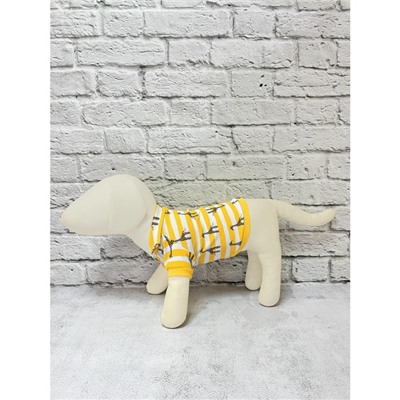 Поло с манжетами-резиночками для собак "Жирафы", размер 25 (ДС 25 см, ОГ 35-37 см), хлопковое   1026