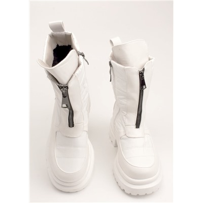 998 Fashion A5361К-Z Ботинки женские бел нейлон+иск кожа, подклад иск мех