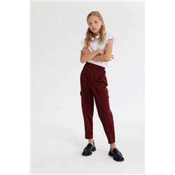 Бордовые брюки для девочки, модель 0424