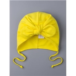 Чалма-тюрбан трикотажная для девочки с бантом на завязках, желтый