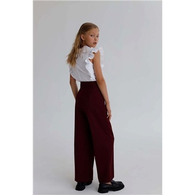 Бордовые брюки для девочки, модель 0425
