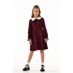 Бордовое школьное платье, модель 0169