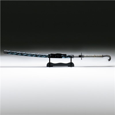 Сувенирное оружие «Катана на подставке» 107см, серо-зеленая, под змеиную кожу, рукоять кобра