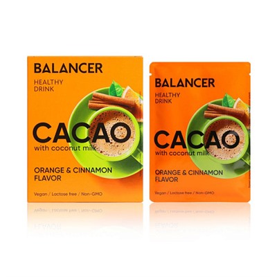 Гринвей Какао Balancer Cacao на кокосовом молоке со вкусом «Апельсин и корица», 5 шт