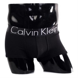 Трусы Calvin Klein черные с черной резинкой Steel A013