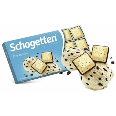 Шоколад Schogetten Stracciatella белый с кусочками зёрен какао 100г/Ludwig Schocolade Gmbh
