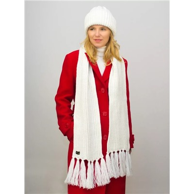 Комплект зимний женский шапка+шарф Анна (Цвет молочный), размер 56-58, шерсть 30%