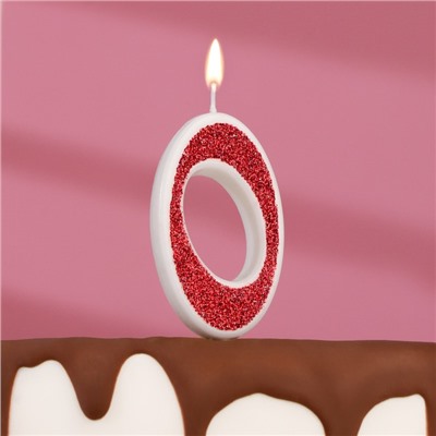Свеча в торт на шпажке "Рубиновая коллекция", цифра 0, 5,2 см, рубиновая