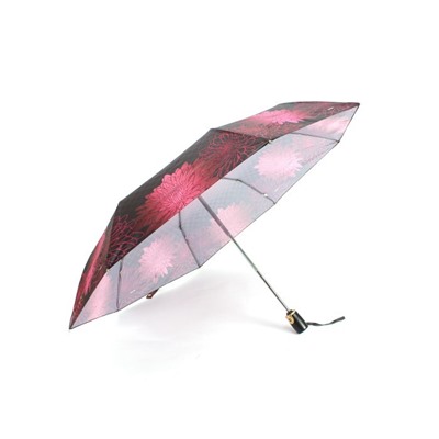 Зонт женский ТриСлона-L 3826 А,  R=58см,  суперавт;  8спиц,  3слож,  "Эпонж",  набивной,  розовый 256246