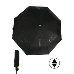 Зонт женский ТриСлона-L 3898A,  R=58см,  суперавт;  8спиц,  3слож,   набивной"Ко Эпонж",  тефлон,  черный 261993