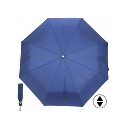 Зонт женский ТриСлона-L 3898A,  R=58см,  суперавт;  8спиц,  3слож,   набивной"Ко Эпонж",  тефлон,  синий 229331