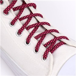 Шнурки для обуви, пара, круглые, d = 6 мм, 120 см, цвет розовый/чёрный
