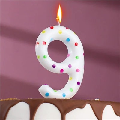 Свеча в торт «Конфетти», цифра «9», 9 см