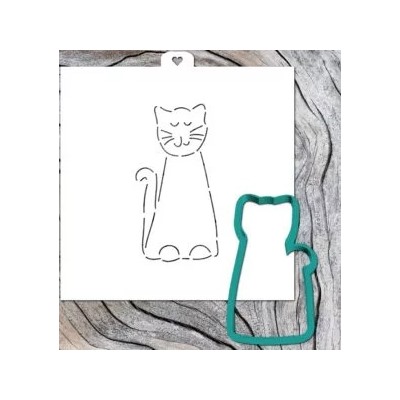 Трафарет+форма (вырубка) «Кошечка сидит» (Lubimova)