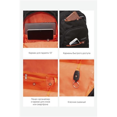 Рюкзак МАЛ GRIZZLY 331-3/1-RU черный-оранжевый